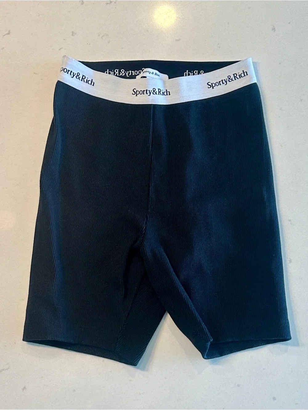 SPORTY & RICH SERIF LOGO RIBBED BIKER SHORTS - Picture 4 of 6